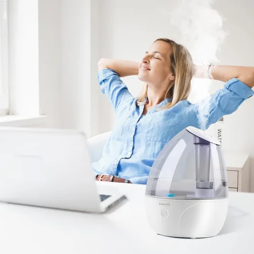 Vista 4 de Humidificador de niebla fría para dormitorio, humidificadores pequeños de 2L para dormitorio y oficina, humidificador de 25 dB para habitación