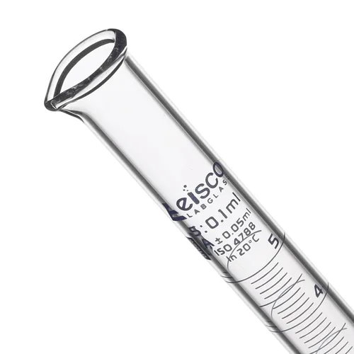 Vista 3 de Cilindro graduado, 5 ml - Tolerancia de clase A ±0,05 ml - Base redonda - Graduaciones azules - Vidrio de borosilicato 3.3 - Eisco Labs