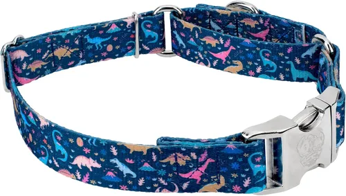 Vista 4 de Country Brook Petz - Collar de perro Martingala de dinosaurios con hebilla premium - Colección Critter Corner con 6 diseños temáticos de criaturas