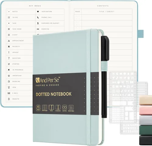 Vista 37 de &And Per Se Juego de diario y bolígrafo forrados (3 paquetes), cuaderno de tapa dura de cuero A5 con bolígrafo y juego de papelería, 160 páginas