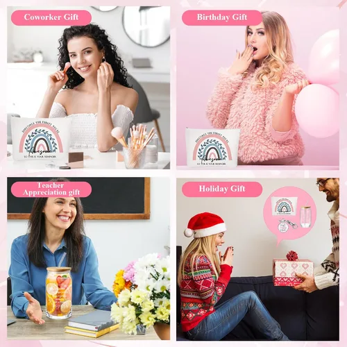 Vista 6 de Yaomiao 3 piezas de regalo de agradecimiento Cna para mujeres, graduación, agradecimiento, bolsa de cristal de 16 onzas, llavero para profesora