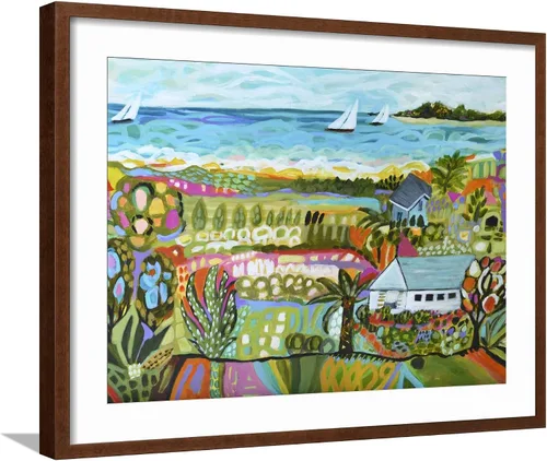 Vista 10 de ART.COM Karen Fields - Lienzo enmarcado para pared, diseño de fantasía náutica, decoración escénica, 16 x 12 pulgadas, marco negro con paspartú