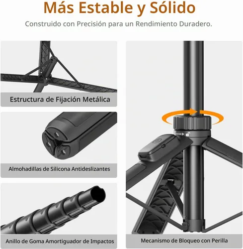 Vista 4 de Trípode para selfie stick de 66 pulgadas para GoPro y teléfono, trípode extensible para cámara de acción con cabeza de bola de 360°, control remoto
