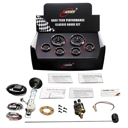 Vista 8 de RACETECH Juego de 6 instrumentos – Velocímetro GPS de 85mm (3-3/8") 120 MPH y Tacómetro 8000 RPM – 90° 52mm (2-1/16") Medidores de combustible, Negro