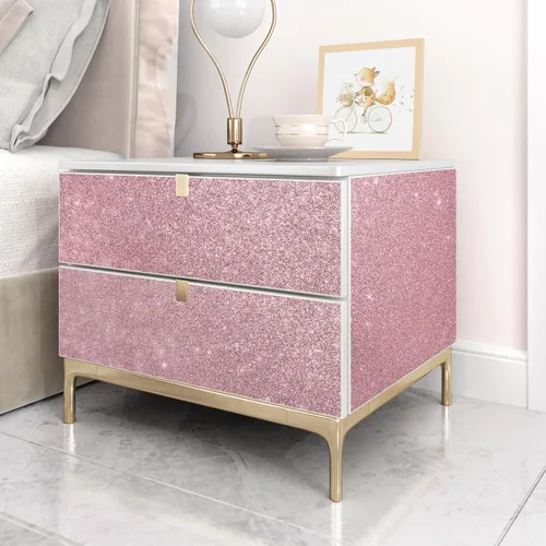 Vista 7 de Papel tapiz rosa con purpurina para despegar y pegar para dormitorio de niña, papel de contacto con purpurina brillante, papel de contacto moderno