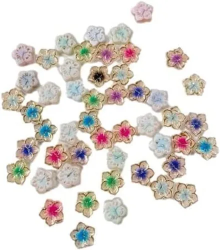 Vista 2 de 50pcs Kawaii Multicolor Mezcla de Flores Surtidos Adornos de Resina Cabujón para Manualidades