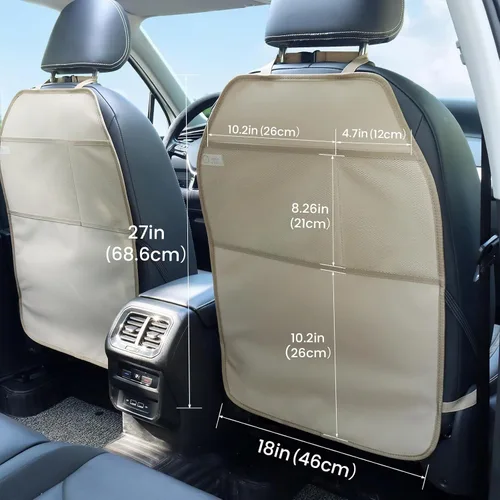 Vista 3 de Viaviat Protector de Asiento de Auto, Esterilla Grande 2 Pack, Protectores Duraderos Resistente al Agua para Asiento Trasero del Auto con 2