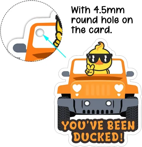 Vista 2 de Etiquetas de pato, You've Been Ducked, linda etiqueta de pato, tarjeta de juego de patito de pato, paquete de 35 unidades de 2.8 x 2.4, con agujero
