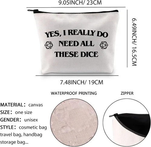 Vista 2 de XYANFA Bolsa de maquillaje para dados DM, regalo de juego de rol Yes I Really Do Need All These Dice Pouch