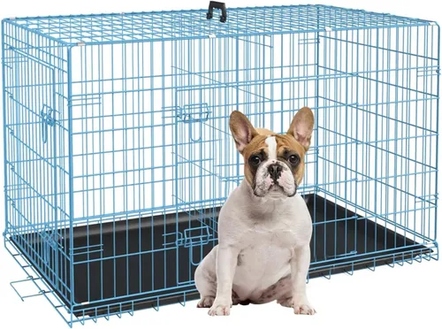 Vista 19 de Jaula para perros pequeños de 24 pulgadas, jaulas resistentes para perros pequeños, jaula plegable de alambre de metal con bandejas extraíbles