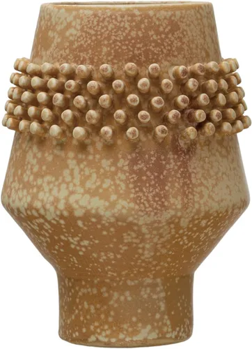 Vista 3 de Bloomingville Florero de gres con puntos elevados, esmalte reactivo de terracota, marrón, 6.25 pulgadas