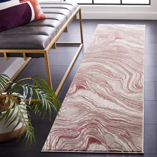 Vista 26 de SAFAVIEH Meadow Collection - Alfombra para pasillo, 2 x 7 pies, azul y gris, diseño abstracto moderno, no desprende pelusa y de fácil cuidado, ideal