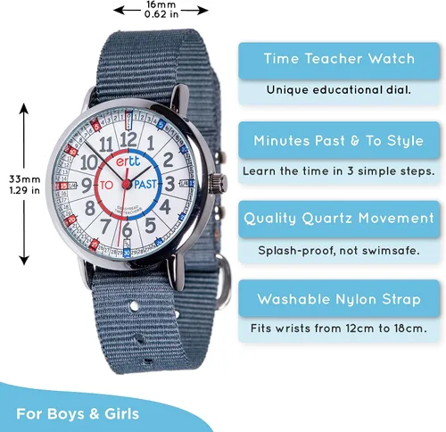 Vista 2 de EasyRead Time Teacher Kids Watch - Girls & Boys Watches for Kids - Analog Teaching Watch for Kids - Learn to Tell The Time Childrens Watch - 3 Step