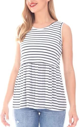 Vista 6 de Bearsland Camiseta sin mangas de maternidad para mujer cuello redondo para lactancia ropa de embarazo