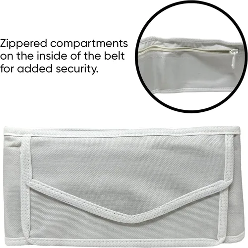 Vista 3 de Zenia Cinturón ajustable Ihram de tamaño libre con soporte para teléfono Cinturón antirrobo para Hajj Umrah, Blanco