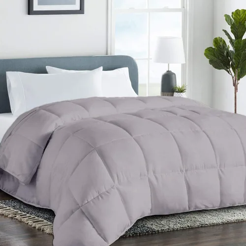 Vista 16 de Edredón de algodón alternativo hipoalergénico para todas las estaciones, ultra suave, relleno 750, tamaño individual XL, mide 68 x 92 pulgadas, Negro