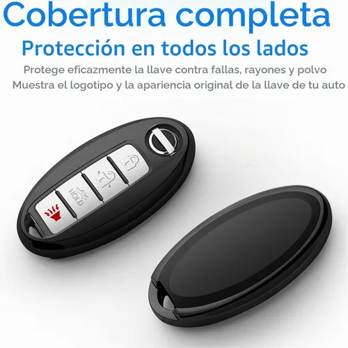 Vista 3 de Funda compatible con llavero Nissan con llavero de cuero, funda de TPU suave para llave inteligente Altima Maxima Rogue Armada Pathfinder Smart Key