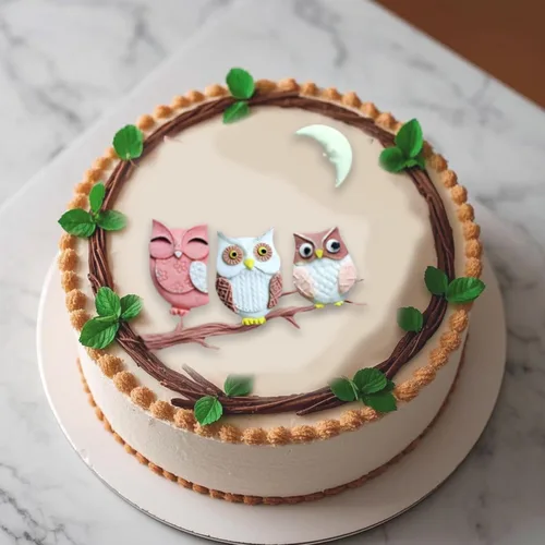 Vista 4 de Moldes de silicona de búho para manualidades, juego de 3 piezas, múltiples diseños con patrón de ramas, moldes de fondant para decoración
