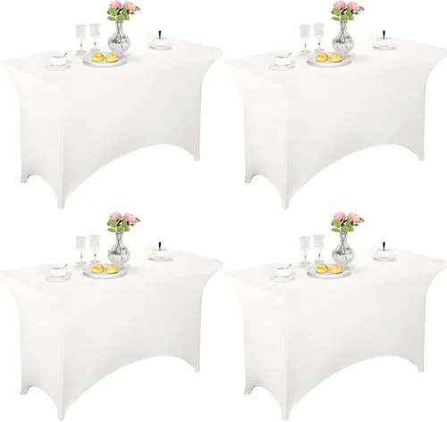 Vista 94 de FORLIFE - Funda de mesa de elastano, mantel ajustado de 4 pies para mesas rectangulares, funda elástica para patio, universal para bodas, banquetes