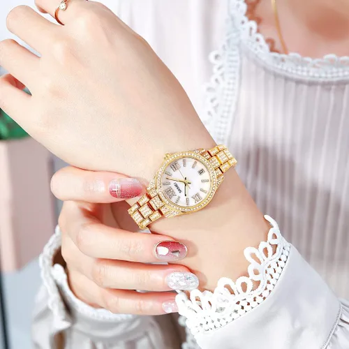 Vista 3 de SKMEI Lady Watches for Women Female Bling Dress Fashion Luxury Diamond Business Casual Analog Quartz Waterproof Stainless Steel Wristwatches Gifts