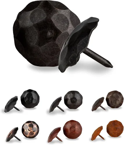 Vista 17 de 10 Pack 0.75" Round Head Iron Clavos Decorative Nails – Black – Handmade Rustic Round Fasteners for Farmhouse Shutters, Faux Wood Beams, Barn Doors