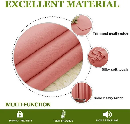 Vista 2 de Room Darkening Curtain Thermal Insulated Curtain for Bedroom Window Treatment Grommet Curtain Panel Drapes for Bedroom & Living Room