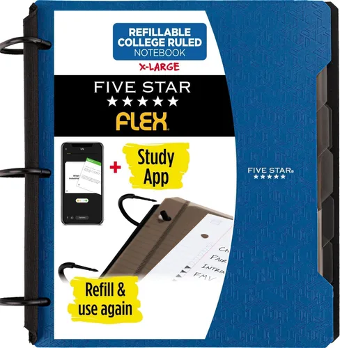 Vista 20 de Five Star Flex - Cuaderno recargable + aplicación de estudio, papel rayado universitario y carpeta de anillos TechLock de 1-1/2 pulgadas