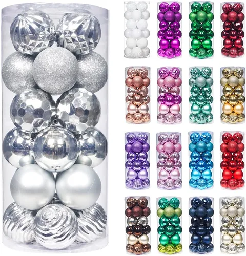 Vista 87 de XmasExp Juego de 24 mini esferas de Navidad inastillables para bolas de árbol de Navidad, 1.18 pulgadas (negro)