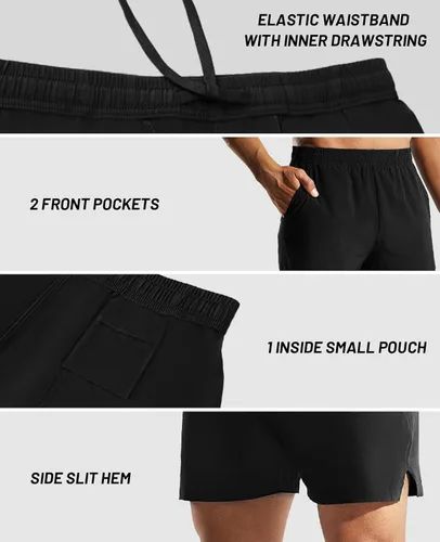Vista 4 de MIER Pantalones cortos deportivos para correr de 5 pulgadas para hombre con bolsillos, de secado rápido, ligeros, pantalones cortos de entrenamiento