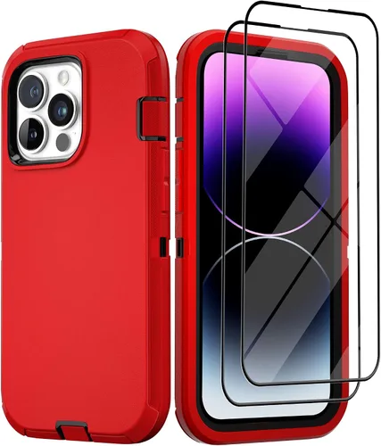 Vista 16 de Funda para iPhone 13 con 2 protectores de pantalla, resistente de grado militar, funda de cuerpo completo para hombres y mujeres (aguamarina + rosa)