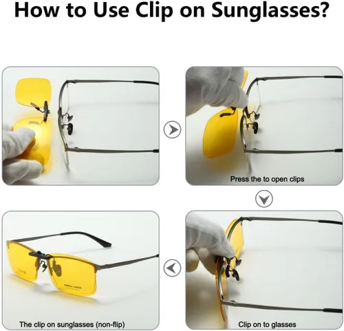 Vista 4 de Long Keeper Gafas de sol polarizadas con clip sin montura para mujeres y hombres, cuadrados, no abatibles, para pesca, conducción