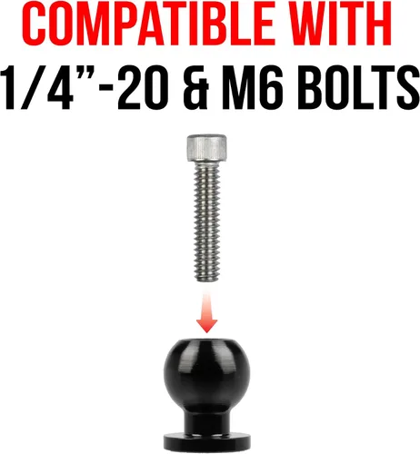 Vista 3 de Tackform Bola de aluminio de 0.787 in con orificio pasante de 1/4"-20 (0.236 in) Serie Enduro 20 No para uso con sistemas de bolas de tamaño B