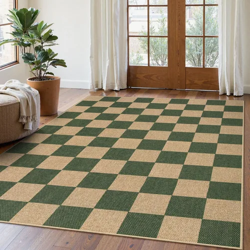 Vista 49 de Lahome Alfombra de yute a cuadros fácil 2'x3', alfombra pequeña para entrada, antideslizante, alfombra para la puerta delantera de la cocina