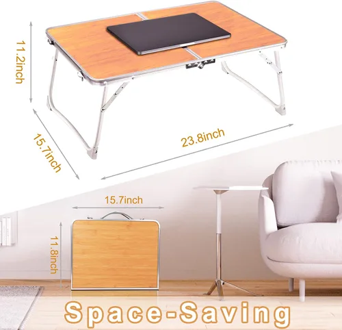 Vista 8 de Escritorio de regazo, escritorio para laptop con luz LED, mesa de cama