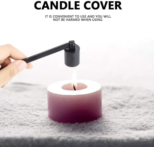 Vista 5 de Wal frontal de acero inoxidable vela Snuffer Wick Dipper Oil Lamp Trim Trimmer Scissor Cutter Tool Hook (negro)