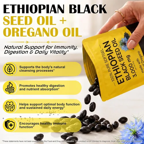 Vista 3 de Black Seed Oil Capsules 3000mg ,with Oregano ,240 Softgels