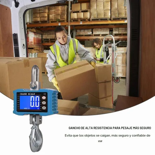 Vista 7 de Geevorks - Báscula de grúa digital de 2,204.6 lbs/2204 libras, escala de grúa industrial con retroiluminación LCD con cambio de unidad, retención
