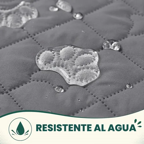 Vista 2 de Funda impermeable de 4 plazas para perros, manta acolchada con estampado de patas para sofá y cama de 4 cojines, resistente al pelo de mascotas Gris