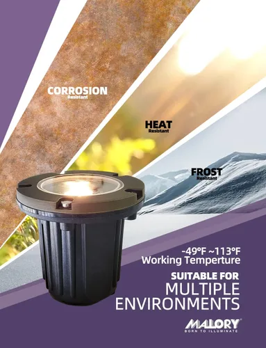 Vista 2 de MALORY Luces de Paisaje de Bajo Voltaje, (4.6''A) Cubierta Superior de Latón 12V Luces Empotradas en el Suelo para Exteriores, Iluminación LED