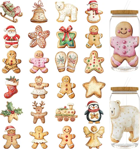 Vista 3 de 24 calcomanías retro de Navidad UV DTF para tazas de 16 onzas