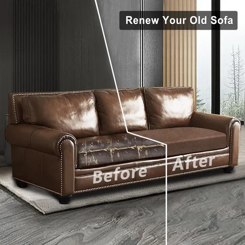 Vista 7 de ANARACHON Fundas de cojín de sofá con aspecto de cuero, juego de fundas de asiento de sofá, protector de muebles para sillón seccional, sofá biplaza
