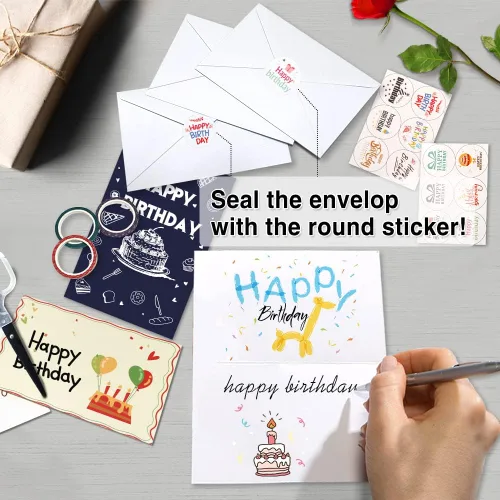 Vista 7 de feela Tarjetas de cumpleaños a granel, paquete de 40 diseños de 40 diseños, caja surtida de tarjetas de feliz cumpleaños con 40 sobres en blanco, 48