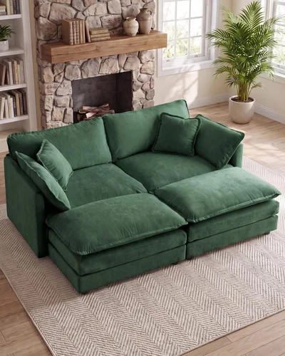 Vista 72 de 76.7" Cloud Couch for Living Room, Deep Seat Loveseat Sofa, Beige Breathable Chenille, 2-Seats Couch for Apartment Small Spaces, Pocket Spring