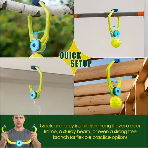 Vista 5 de Rebotador de entrenamiento de pickleball para práctica en solitario y grupal, mejora la reacción y la coordinación, fácil configuración, 1 juego