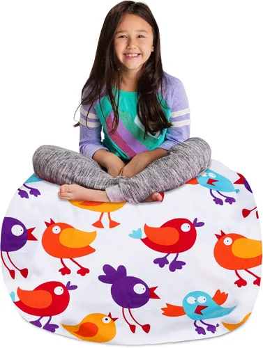 Vista 30 de Posh Creations Funda de puf para niños con almacenamiento para animales de peluche - Organizador de juguetes para niños, Mediano 68.58 cm - Lona