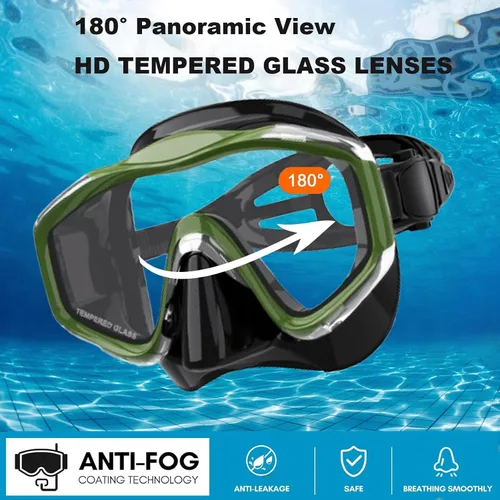 Vista 2 de Máscara de snorkel para adultos, juego de esnórquel seco, equipo de esnórquel para adultos, máscara panorámica de natación de vista amplia