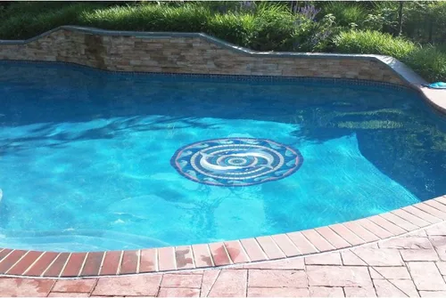 Vista 4 de Arte decorativo para piscina, tapete de piscina, más de 50 diseños, fácil de instalar y quitar