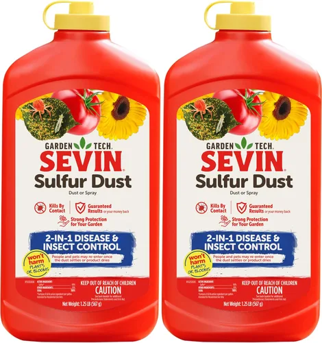 Vista 16 de Sevin 100547227 Polvo de azufre 1.25 libras, etiqueta blanca Control 2 en 1 de enfermedades e insectos, polvo o aerosol, para rosas, cítricos