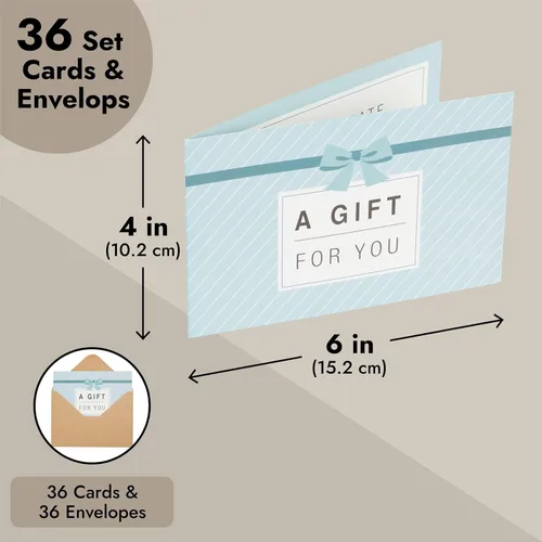 Vista 5 de Juvale Tarjetas de regalo en blanco, paquete de 36 unidades de 4 x 6 pulgadas, color azul, 250 GSM y sobres, certificados de regalo personalizables