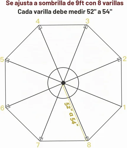 Vista 6 de Sombrilla de repuesto Sunnyglade de 9 pies para patio, toldo de mercado para exteriores con 8 varillas